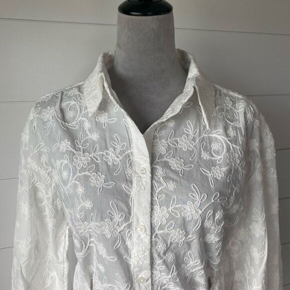 SUPER NATURAL BY SECRET MISSION SKIPE SHIRT EMBROIDERED WHITE DRESS SIZE S $425 - Picture 2 of 12